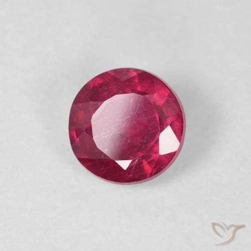 0.81 ct Red Ruby Stone, Natural Ruby in Round Facet Shape for Sale