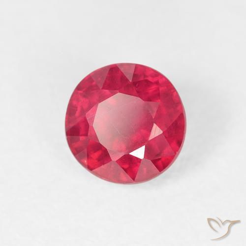 0.93 ct Red Ruby Stone, Natural Ruby in Round Facet Shape for Sale
