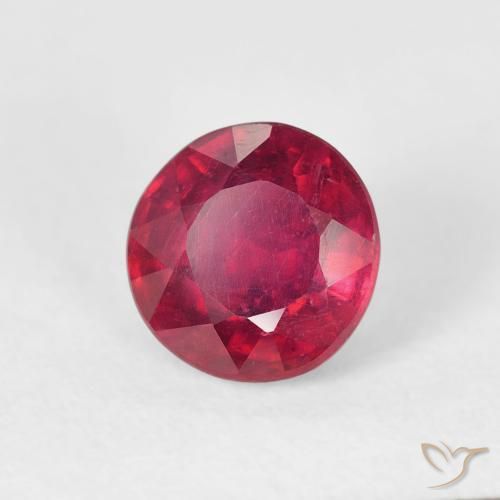 1.37 ct Red Ruby Stone, Natural Ruby in Round Facet Shape for Sale