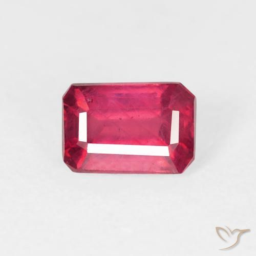 1.00ct Natural Light Red Ruby, Emerald Cut, VS