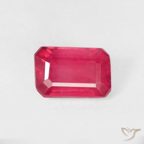 0.98ct Natural Pinkish Red Ruby, Emerald Cut, VS