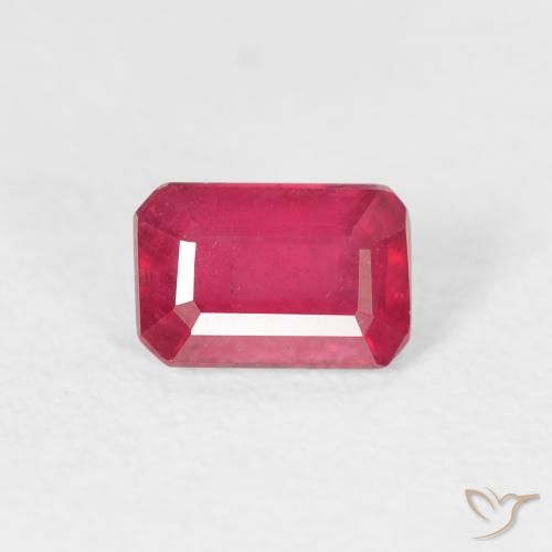 0.90ct Natural Pinkish Red Ruby, Emerald Cut, VS