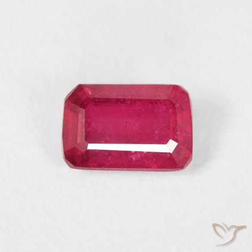 0.84ct Natural Light Red Ruby, Emerald Cut, VS