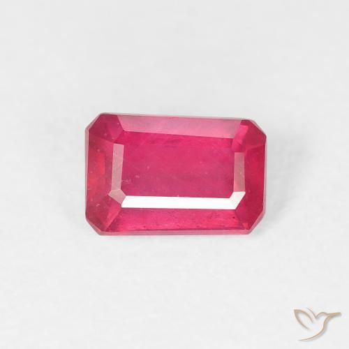 0.80ct Natural Pinkish Red Ruby, Emerald Cut, VS