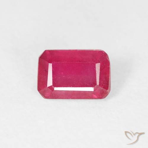 0.86ct Natural Medium Red Ruby, Emerald Cut, VS
