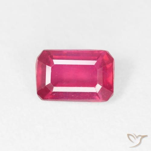 0.77ct Natural Medium Red Ruby, Emerald Cut, VS