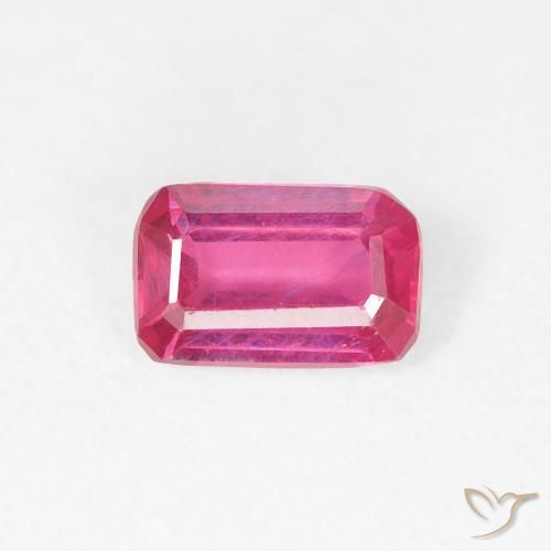 0.67ct Natural Pinkish Red Ruby, Emerald Cut, VS