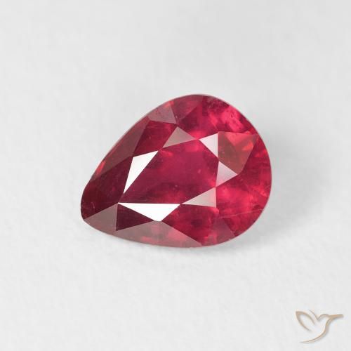 1.49ct Natural Medium Red Ruby, Pear Shape, VS