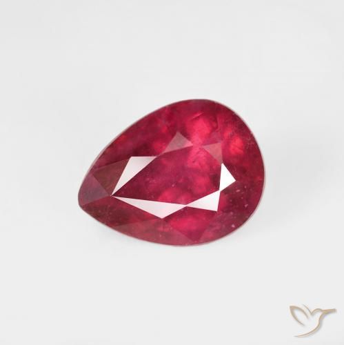 2.11 ct Red Ruby Stone, Natural Ruby in Pear Facet Shape for Sale