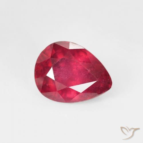 1.79 ct Red Ruby Stone, Natural Ruby in Pear Facet Shape for Sale