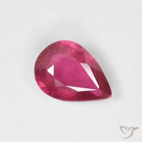 0.76 ct Red Ruby Stone, Natural Ruby in Pear Facet Shape for Sale
