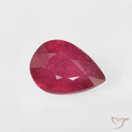 0.89 ct Red Ruby Stone, Natural Ruby in Pear Facet Shape for Sale
