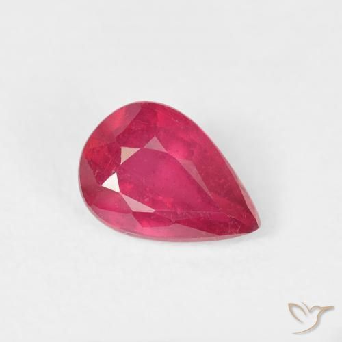 0.96 ct Red Ruby Stone, Natural Ruby in Pear Facet Shape for Sale
