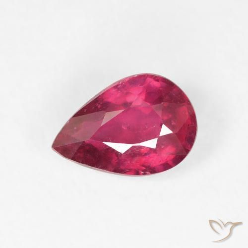 0.99ct Natural Deep Reddish Pink Ruby, Pear Shape, VS-SI