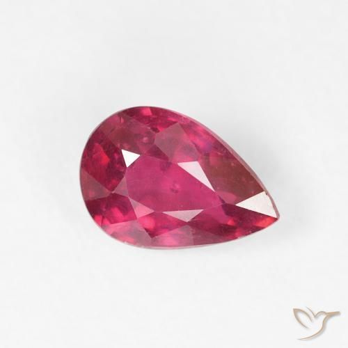 0.99 ct Red Ruby Stone, Natural Ruby in Pear Facet Shape for Sale