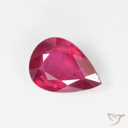 0.97 ct Red Ruby Stone, Natural Ruby in Pear Facet Shape for Sale