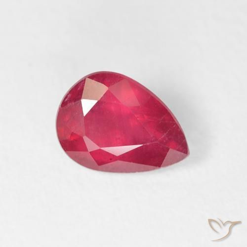 0.97 ct Red Ruby Stone, Natural Ruby in Pear Facet Shape for Sale