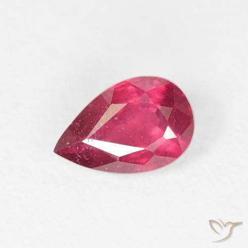 0.84ct Natural Deep Reddish Pink Ruby, Pear Shape, VS-SI