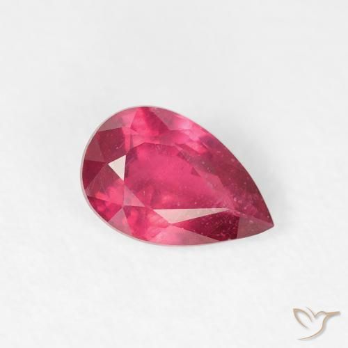 0.84 ct Red Ruby Stone, Natural Ruby in Pear Facet Shape for Sale