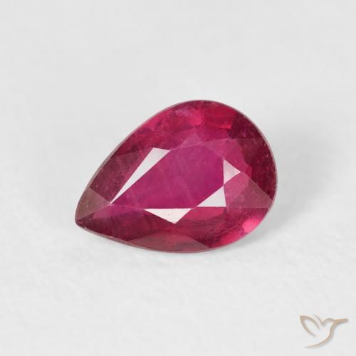 0.90ct Natural Pinkish Red Ruby, Pear Shape, VS-SI