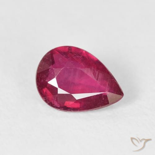 0.90 ct Red Ruby Stone, Natural Ruby in Pear Facet Shape for Sale