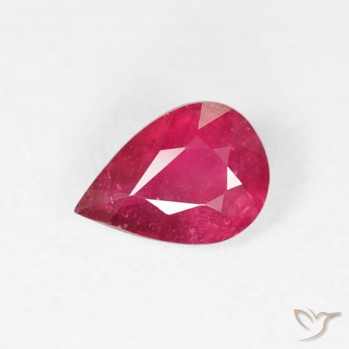 0.90ct Natural Medium Red Ruby, Pear Shape, VS-SI