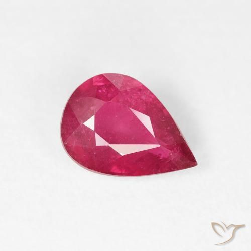 0.90 ct Red Ruby Stone, Natural Ruby in Pear Facet Shape for Sale