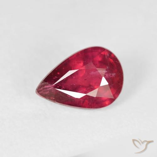 1.08ct Natural Medium Red Ruby, Pear Shape, VS-SI