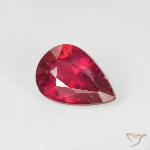 1.08 ct Red Ruby Stone, Natural Ruby in Pear Facet Shape for Sale
