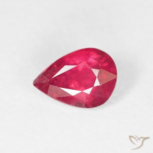 0.86ct Natural Medium Red Ruby, Pear Shape, VS-SI