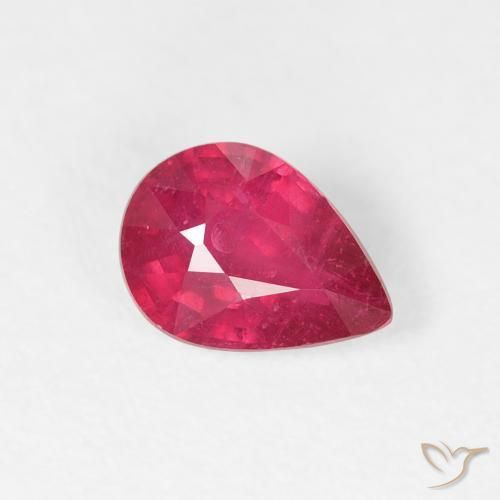 0.86 ct Red Ruby Stone, Natural Ruby in Pear Facet Shape for Sale