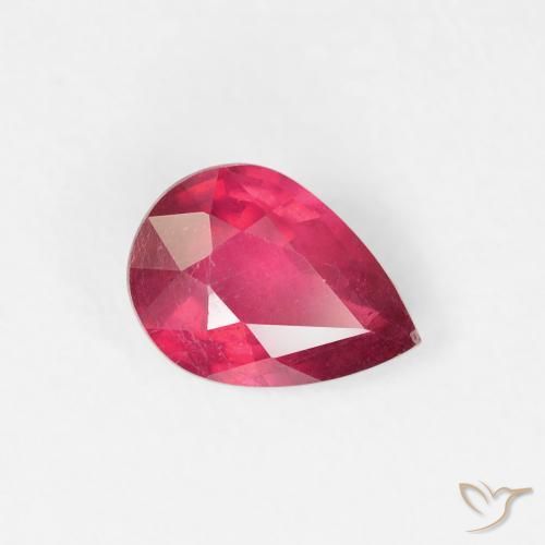 0.91 ct Red Ruby Stone, Natural Ruby in Pear Facet Shape for Sale