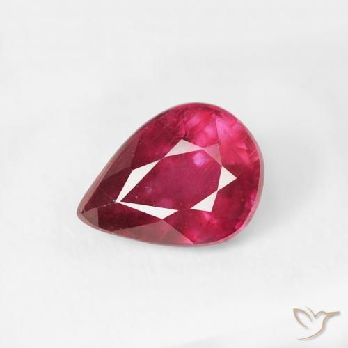 1.04ct Natural Medium Red Ruby, Pear Shape, VS-SI