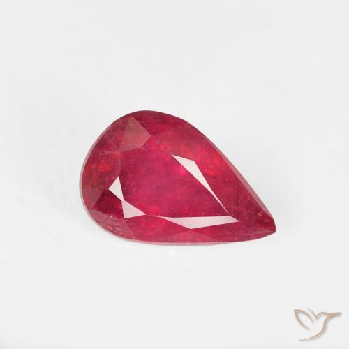 0.82 ct Red Ruby Stone, Natural Ruby in Pear Facet Shape for Sale