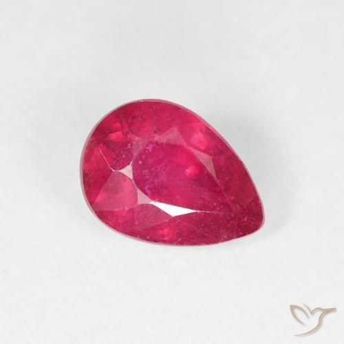 0.91 ct Red Ruby Stone, Natural Ruby in Pear Facet Shape for Sale