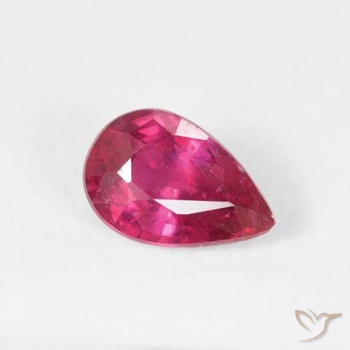0.70 ct Red Ruby Stone, Natural Ruby in Pear Facet Shape for Sale