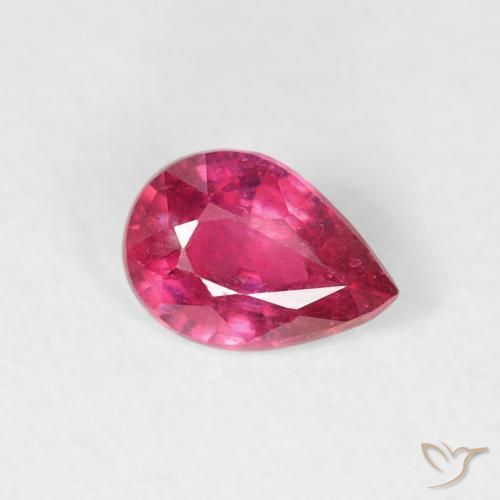0.49 ct Red Ruby Stone, Natural Ruby in Pear Facet Shape for Sale