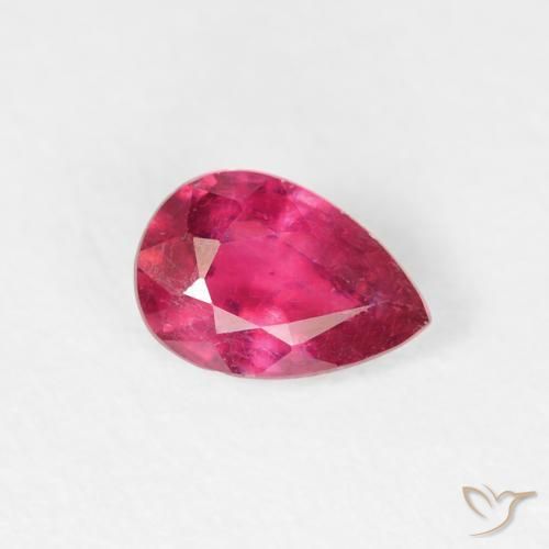 0.58 ct Red Ruby Stone, Natural Ruby in Pear Facet Shape for Sale