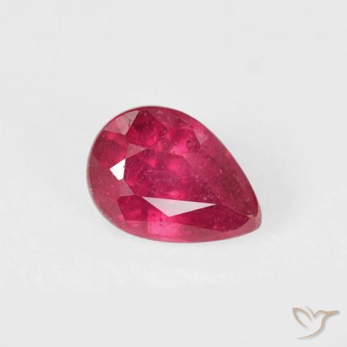 0.62 ct Red Ruby Stone, Natural Ruby in Pear Facet Shape for Sale