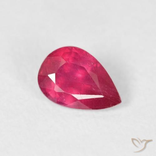 0.57 ct Red Ruby Stone, Natural Ruby in Pear Facet Shape for Sale