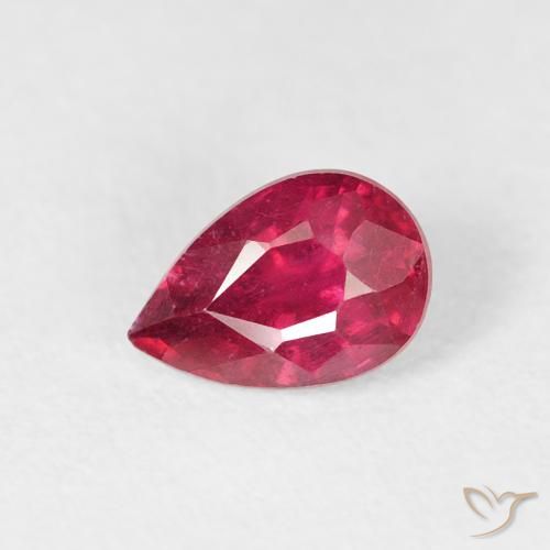 0.74ct Natural Deep Crimson Ruby, Pear Shape, VS-SI