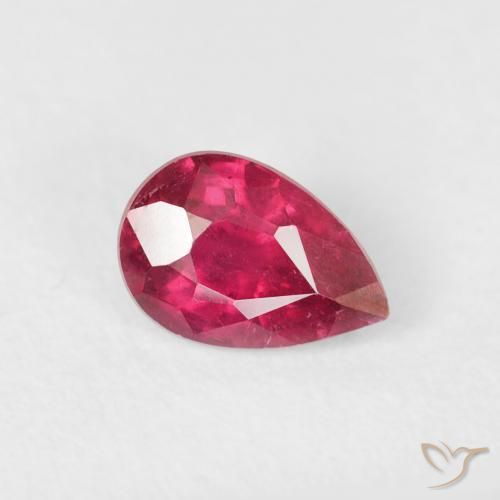 0.74 ct Red Ruby Stone, Natural Ruby in Pear Facet Shape for Sale