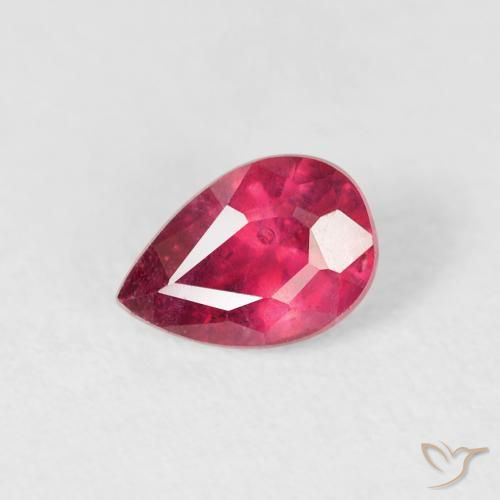 0.62ct Natural Medium Red Ruby, Pear Shape, VS-SI