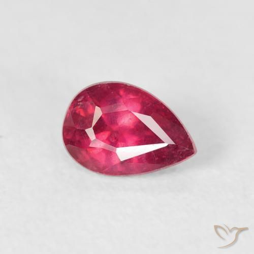 0.62 ct Red Ruby Stone, Natural Ruby in Pear Facet Shape for Sale