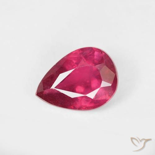 0.78ct Natural Medium Red Ruby, Pear Shape, VS-SI