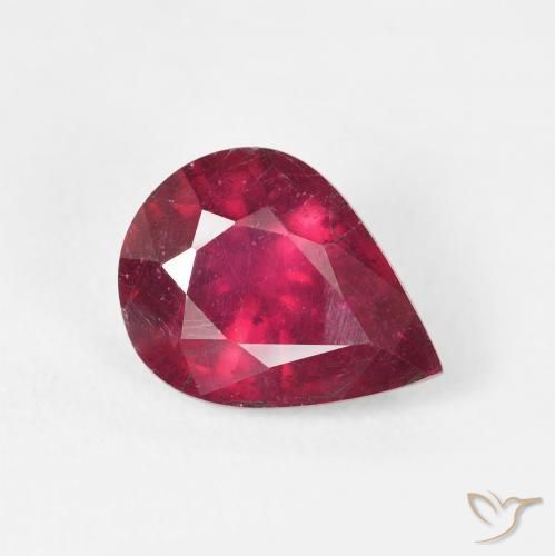 2.52 ct Red Ruby Stone, Natural Ruby in Pear Facet Shape for Sale