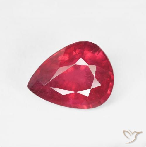 2.55ct Natural Medium Red Ruby, Pear Shape, VS