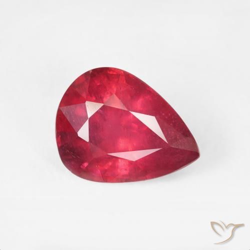2.55 ct Red Ruby Stone, Natural Ruby in Pear Facet Shape for Sale