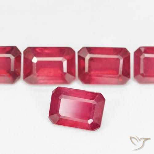 7.83 ctw Red Ruby Stones, Natural Ruby in Octagon Step Cut Shape for Sale