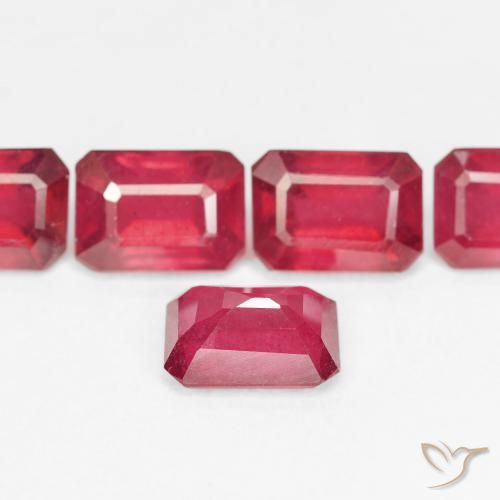 Ruby Gemstones in 7 x 5 mm (calibrated) Size for Sale, Ruby Stones in Medium Red Color